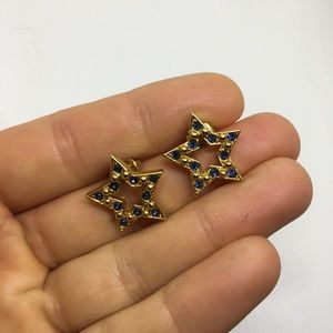Avon Star shaped stud earring blue and gold